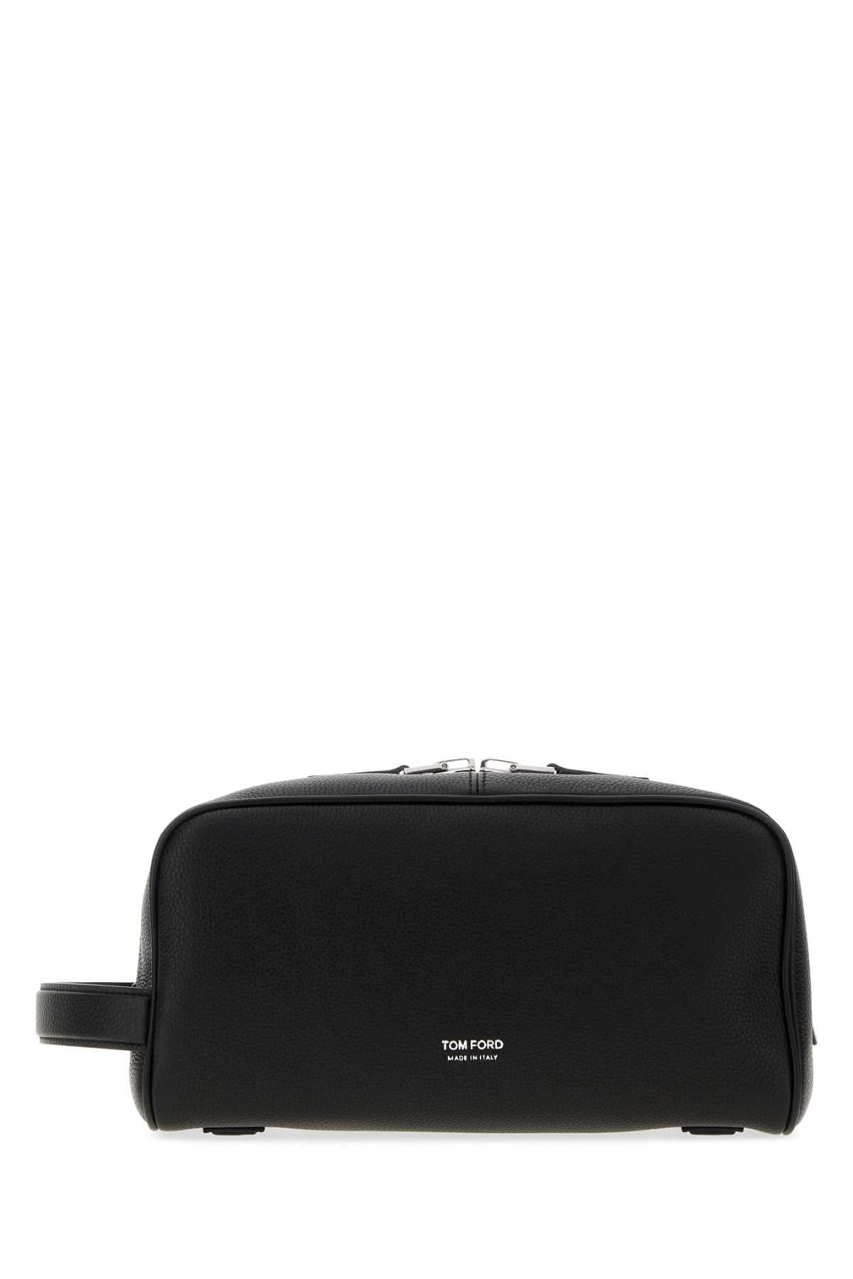 Tom Ford Leather Zip Pouch Travel Wallet — Black