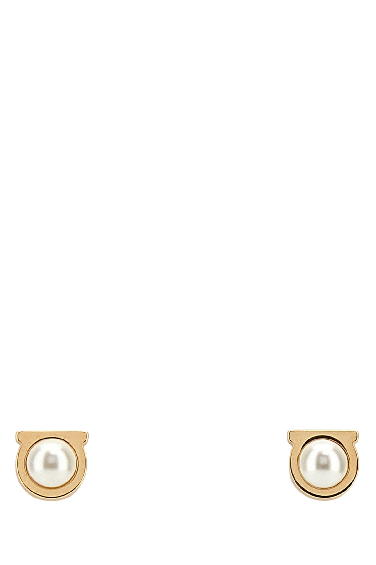 Ferragamo Stud G Pearl Earrings — Gold Other Fibres
