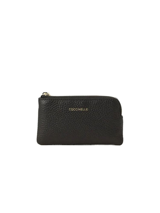 Coccinelle Grained Leather Coin Purse — Black Cowhide Purses