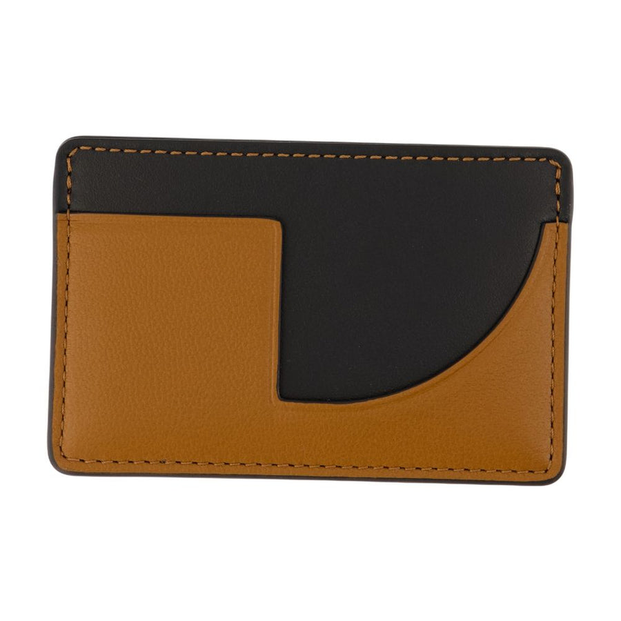 Patou Colorblock Calfskin Card Case — Brown Cases