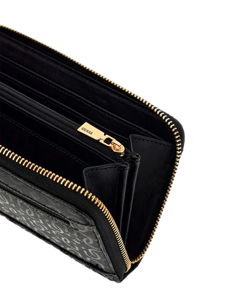 Guess Zip Around Wallet — Black Polyurethane