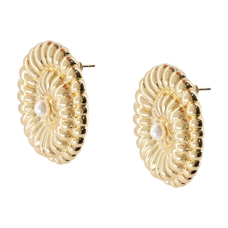 Self-Portrait Pearl Shell Earrings — Gold Metal