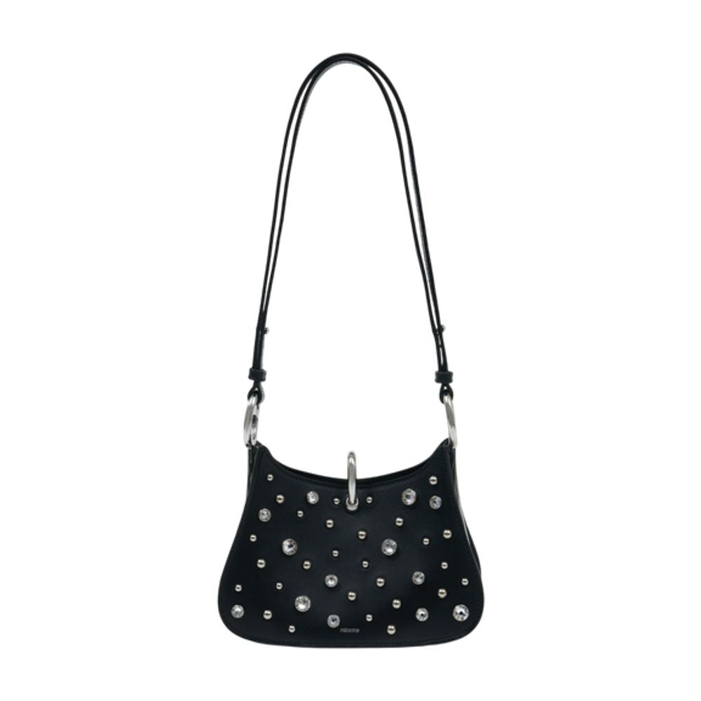 Rabanne Studded Calfskin Shoulder Bag — Black