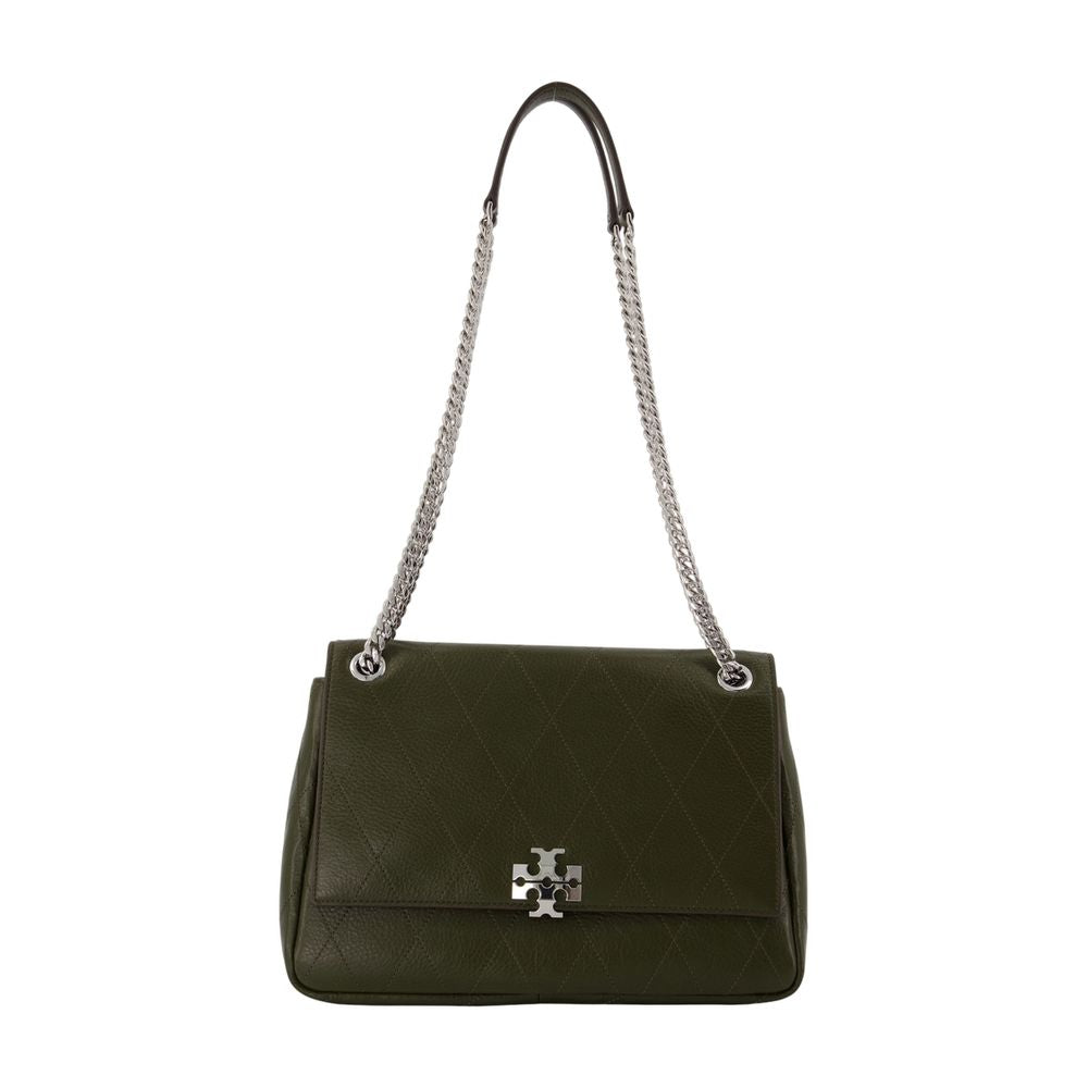 Tory Burch Charlie Shoulder Bag — Green Calfskin