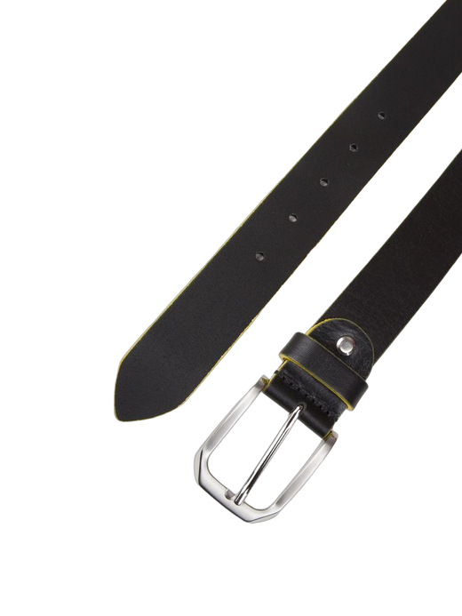 Momo Design Leather With Contrasting Piping Belt — Black Genuine