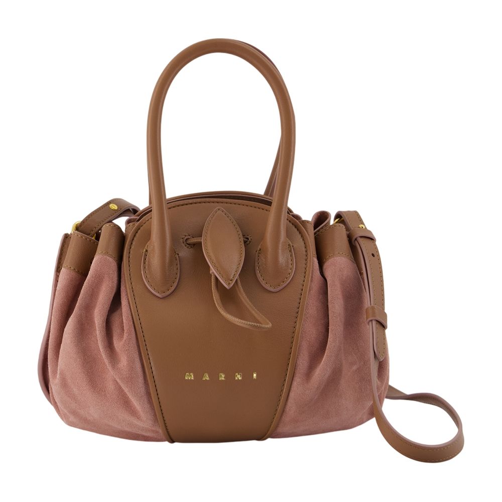 Marni Tulipea Shoulder Bag — Brown Calfskin