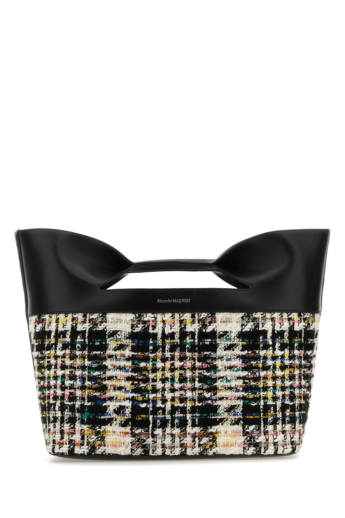 Alexander Mcqueen Leather And Tweed Top Handle Bag — Multicolor