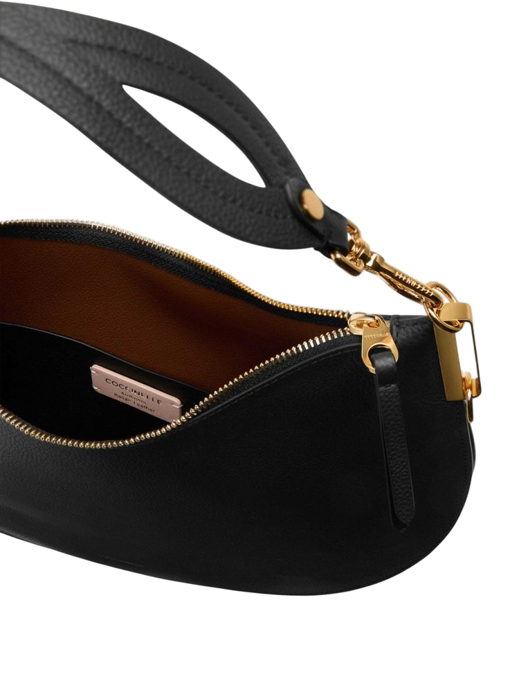 Coccinelle Sunup Shoulder Bag — Black Cowhide
