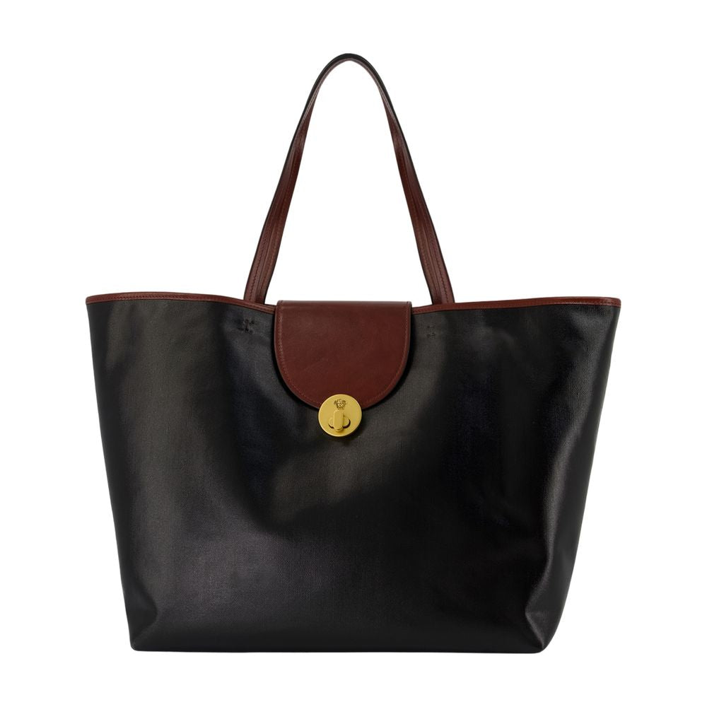 Versace Colorblock Calfskin Tote Bag — Black