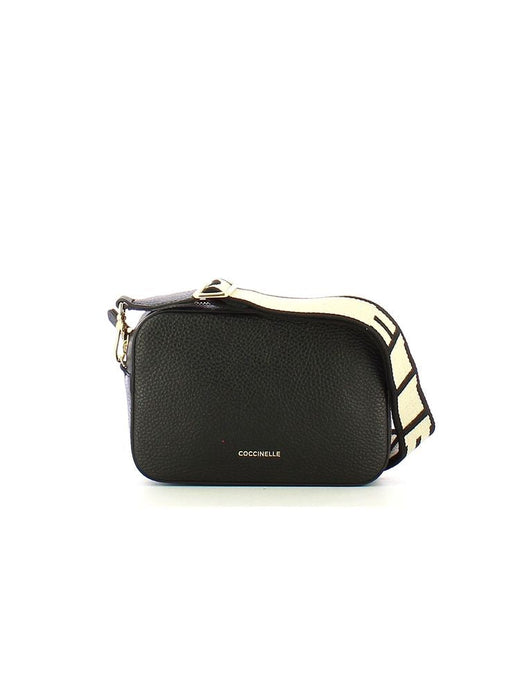 Coccinelle Tebe Crossbody Bag — Black Cowhide | Ribbon: Polyester