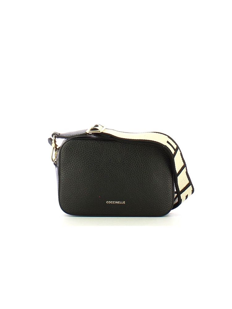 Coccinelle Tebe Crossbody Bag — Black Cowhide | Ribbon: Polyester