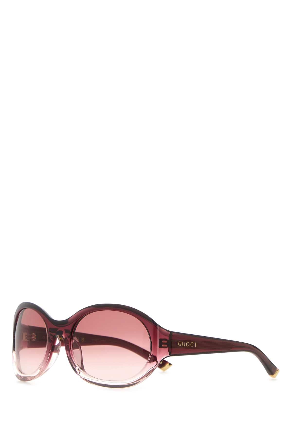 Gucci Acetate Oval-Frame Sunglasses — Red Exterior