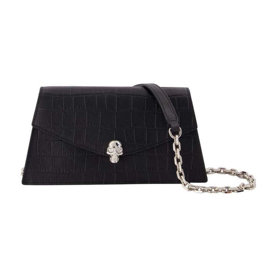 Alexander Mcqueen Skull Clutch — Black Calfskin