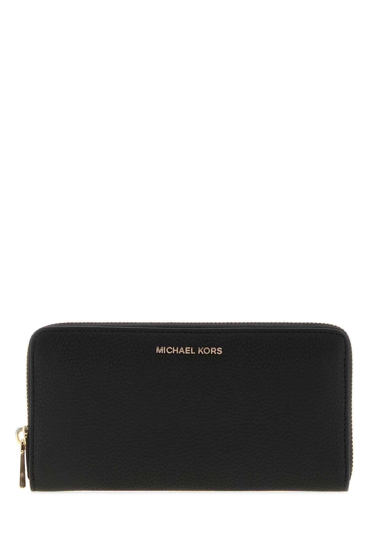 Michael By Kors Slim Wallet — Black Cow Leather