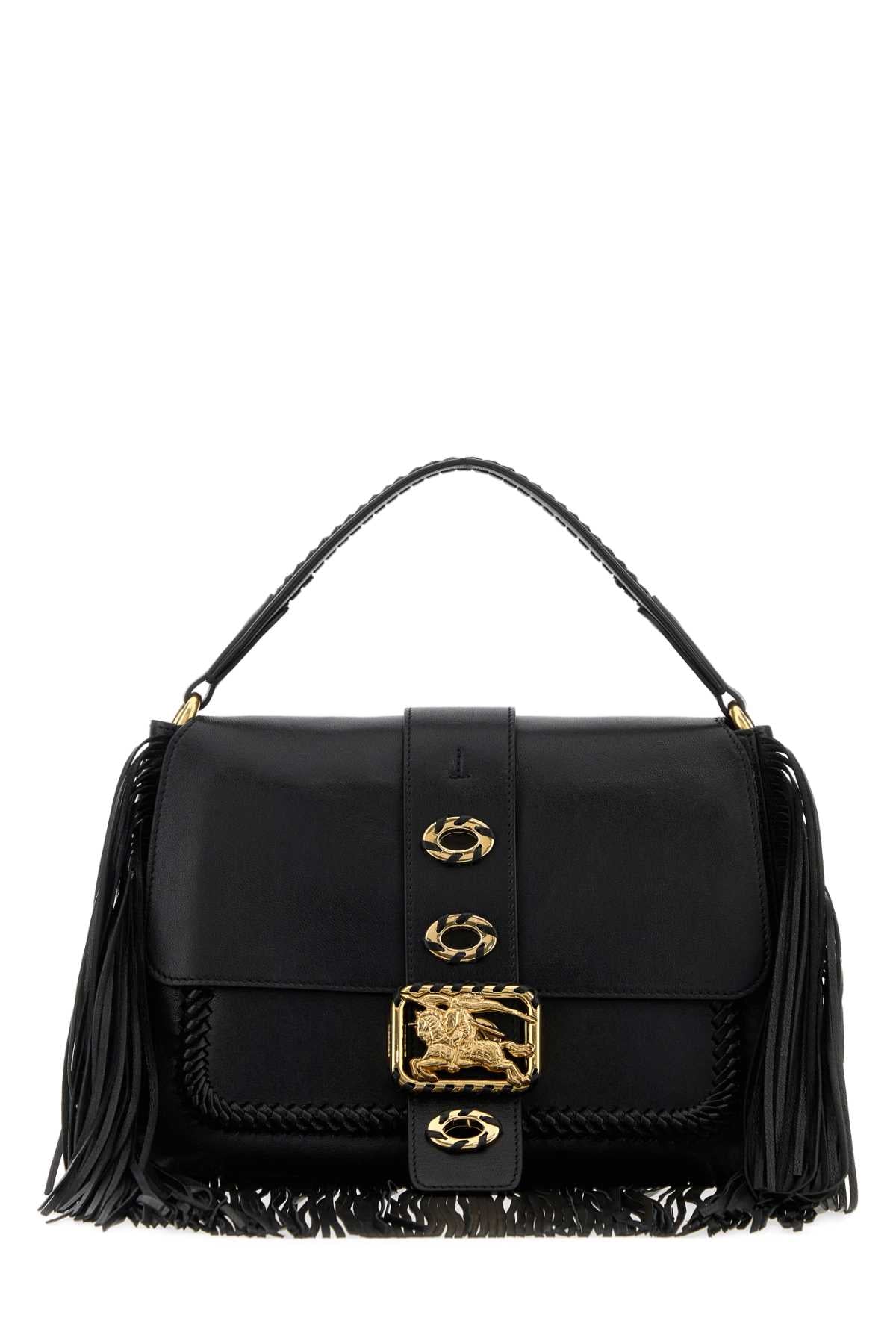 Burberry Fringed Leather Shoulder Bag — Black