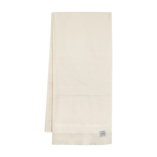 Toteme Monogram Twill Wool Scarf — White Scarfs