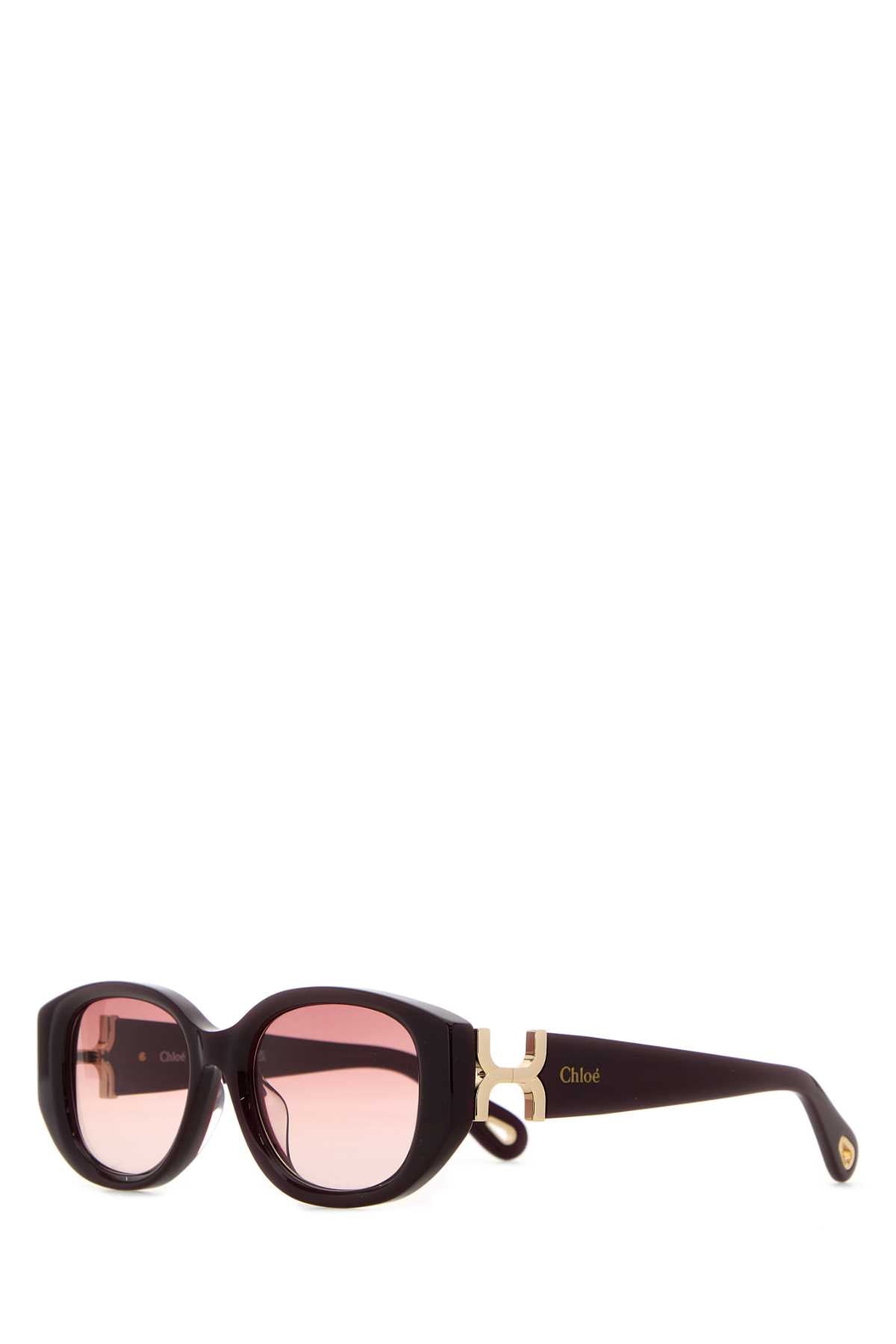 Chloé Rounded Acetate Sunglasses — Burgundy Exterior
