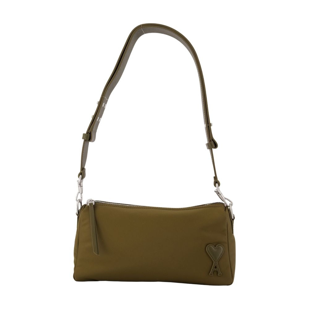 Ami Paris Shoulder Bag — Khaki Nylon