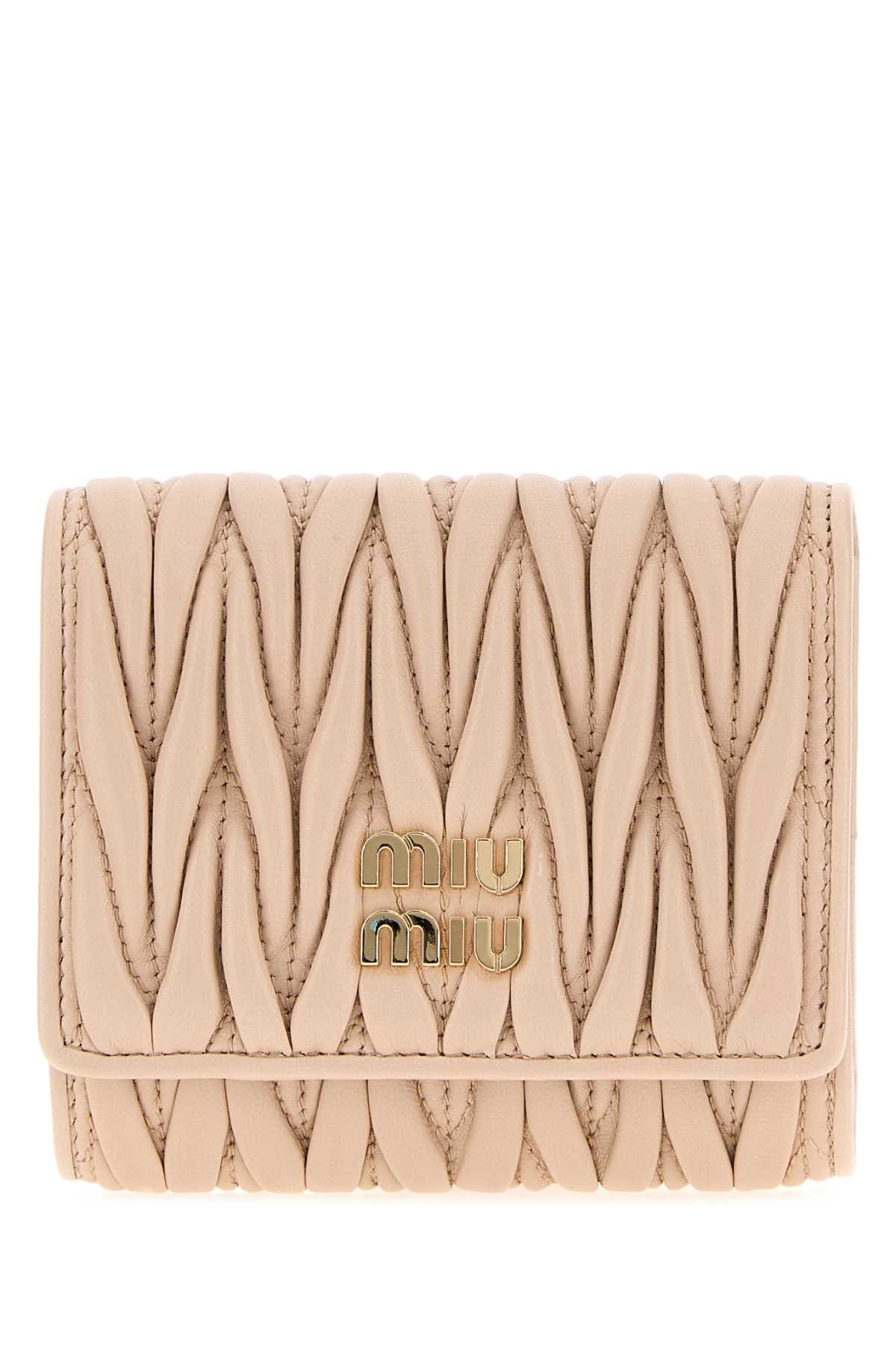Miu Miu Matelassé Leather Wallet — Pink