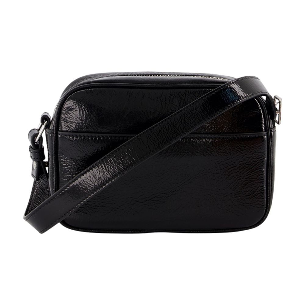 Courrèges Structured Calfskin Crossbody Bag — Black