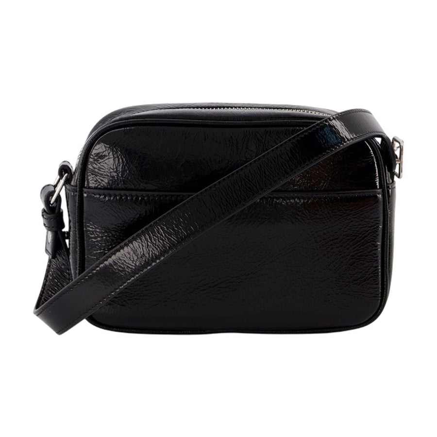 Courrèges Structured Calfskin Crossbody Bag — Black