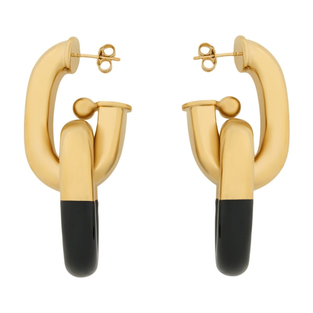 Rabanne Gold & Black Resin Earrings — Metal