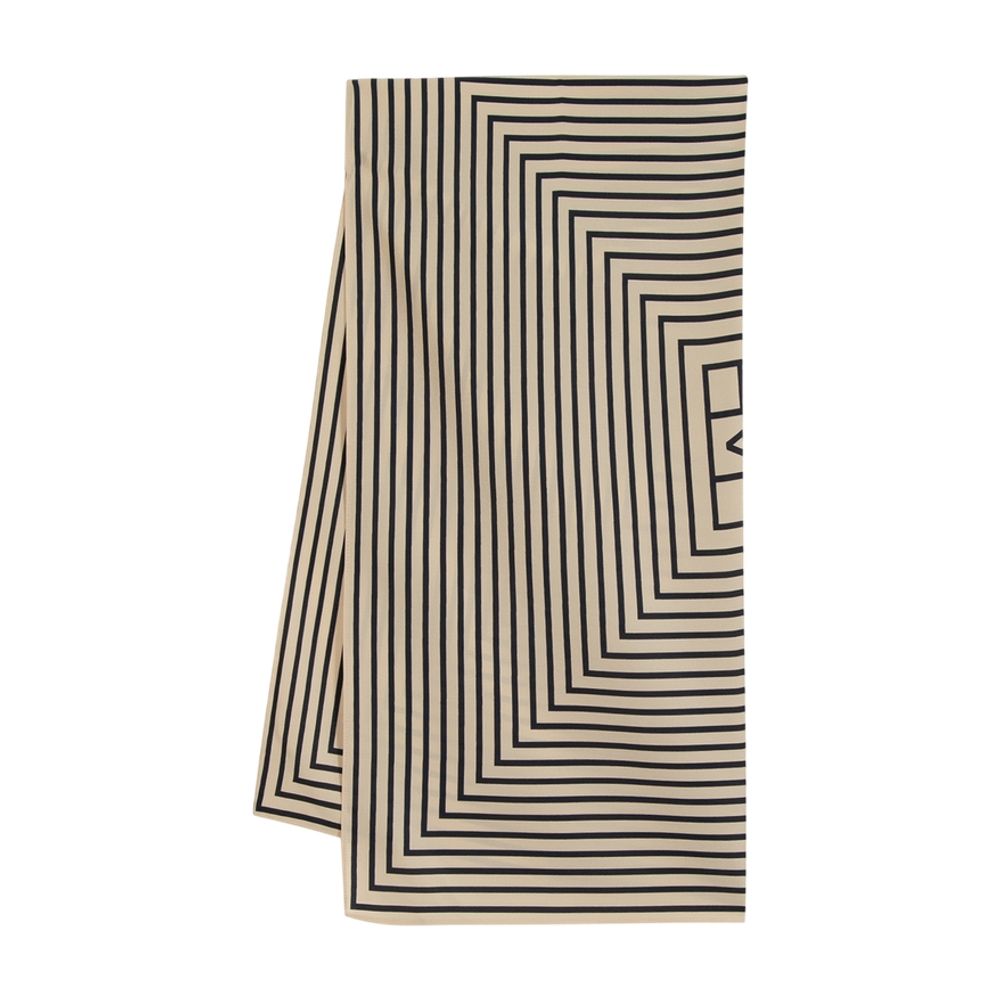 Toteme Signature Monogram Striped Silk Scarf — Beige Scarfs