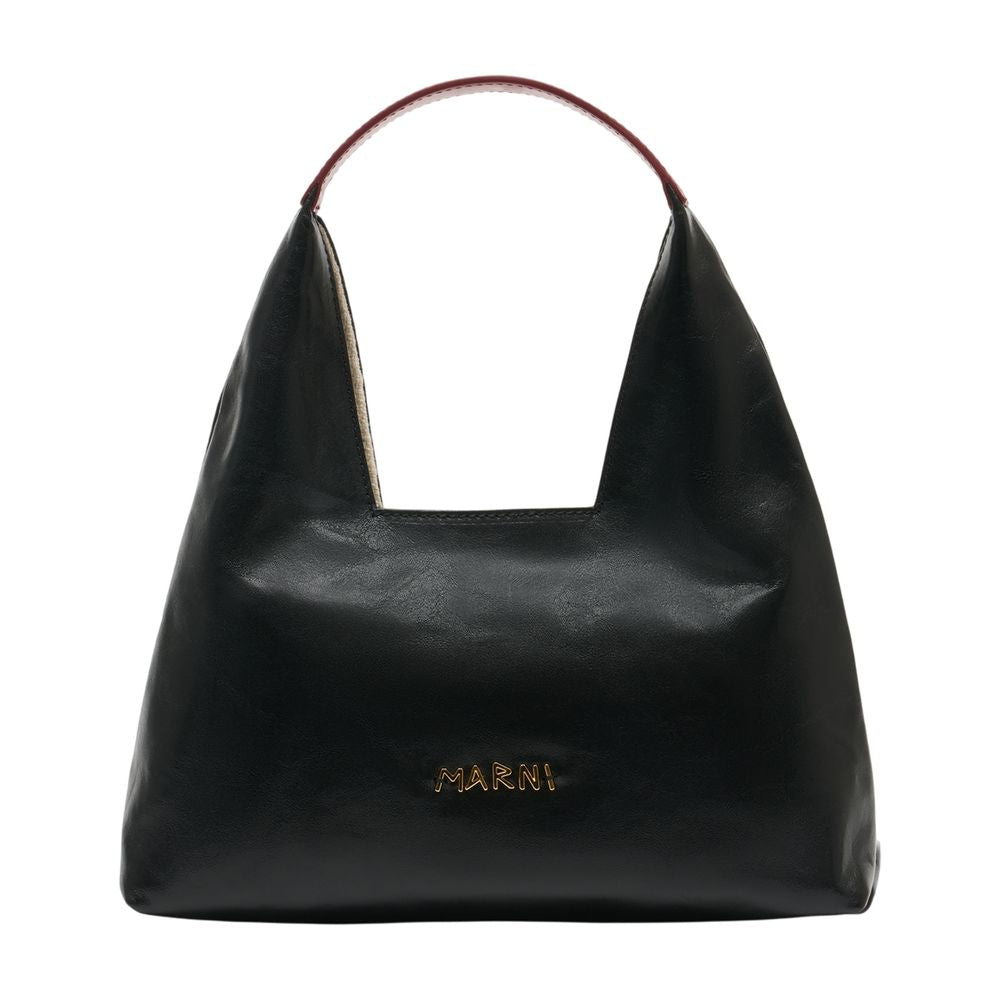 Marni Calfskin Leather Top Handle Shoulder Bag — Black