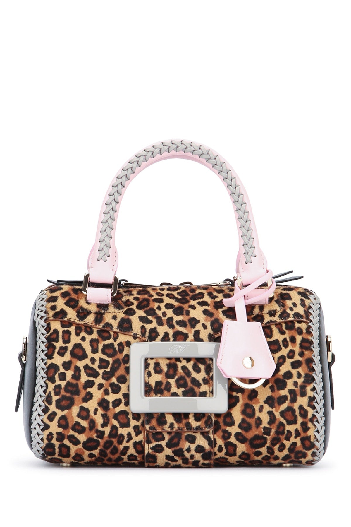 Roger Vivier Top Handle Bag — Multicolor Leopard-print Calf Hair