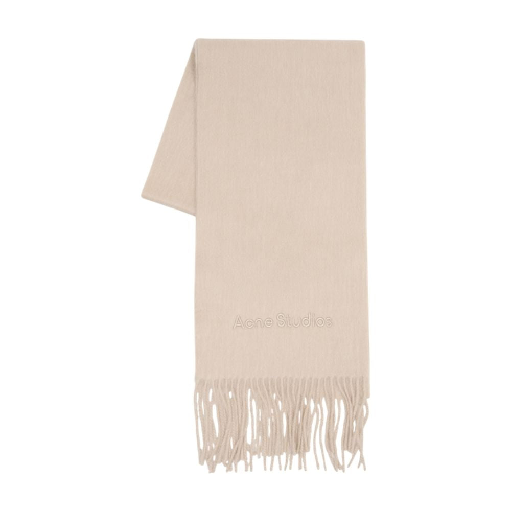Acne Studios Logo-Embroidered Wool Scarf — Beige Scarfs