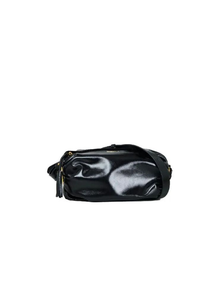 Coccinelle Quilted Shiny Leather Shoulder Bag — Black Cowhide