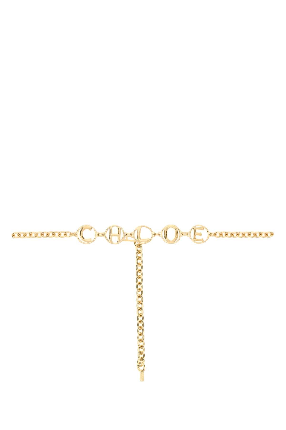 Chloé Gold Metal Chain Script Belt —
