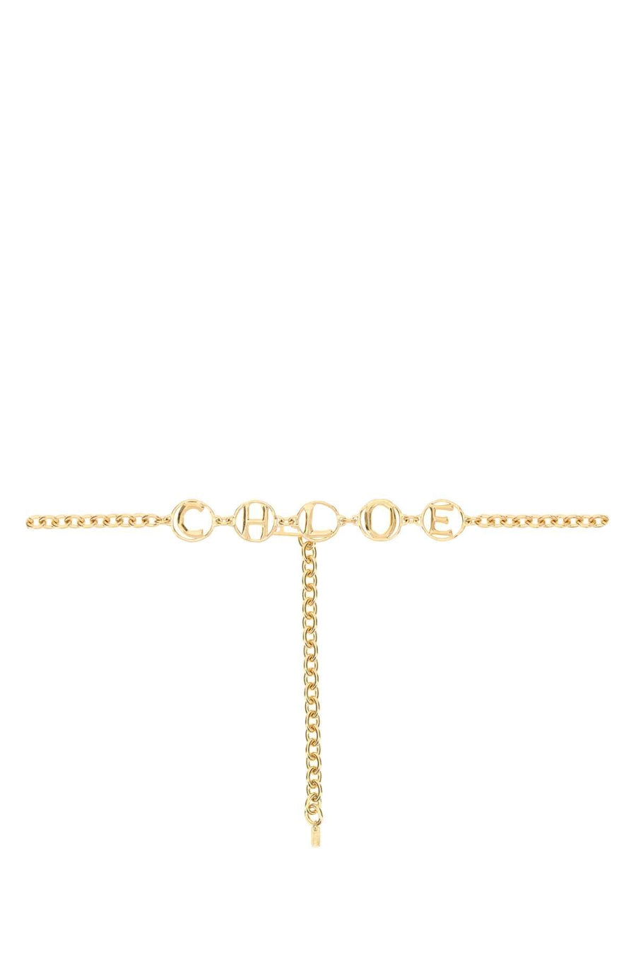 Chloé Gold Metal Chain Script Belt —