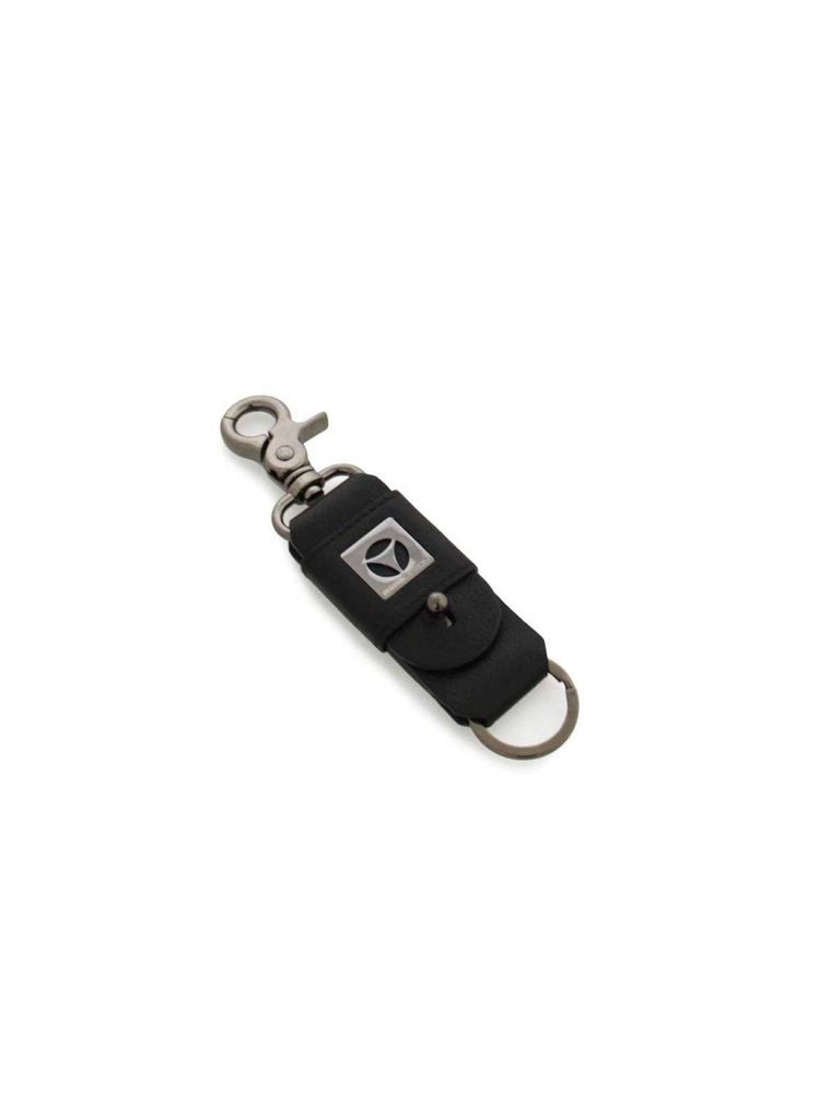 Momo Design Leather With Logo Plaque Key Case — Black Genuine Keychains