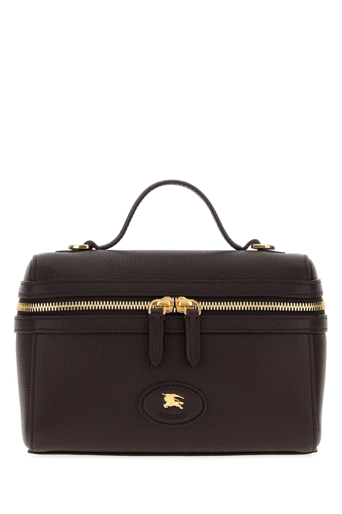 Burberry Pebbled Leather Top Handle Bag — Black