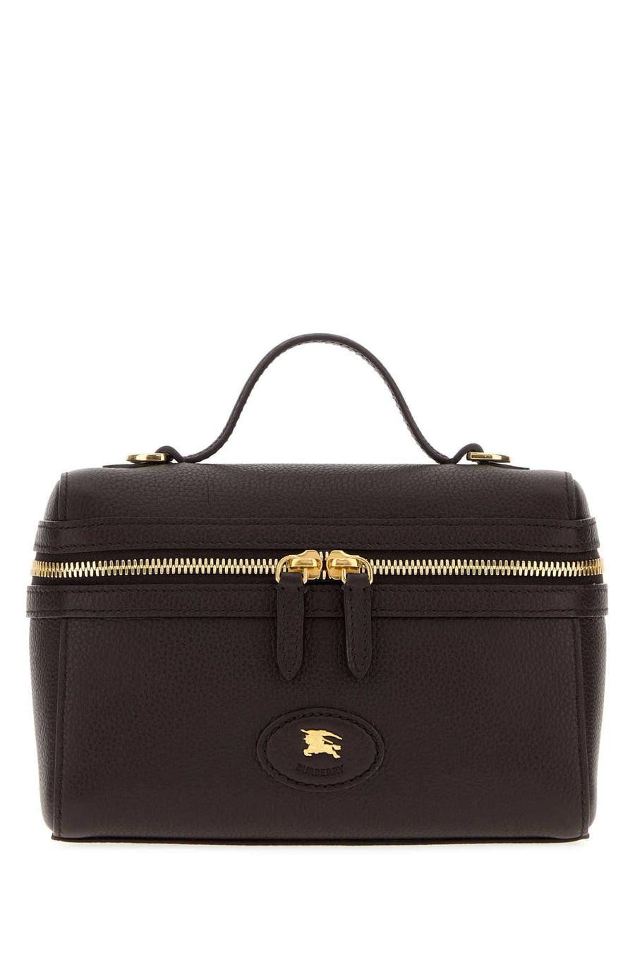 Burberry Pebbled Leather Top Handle Bag — Black