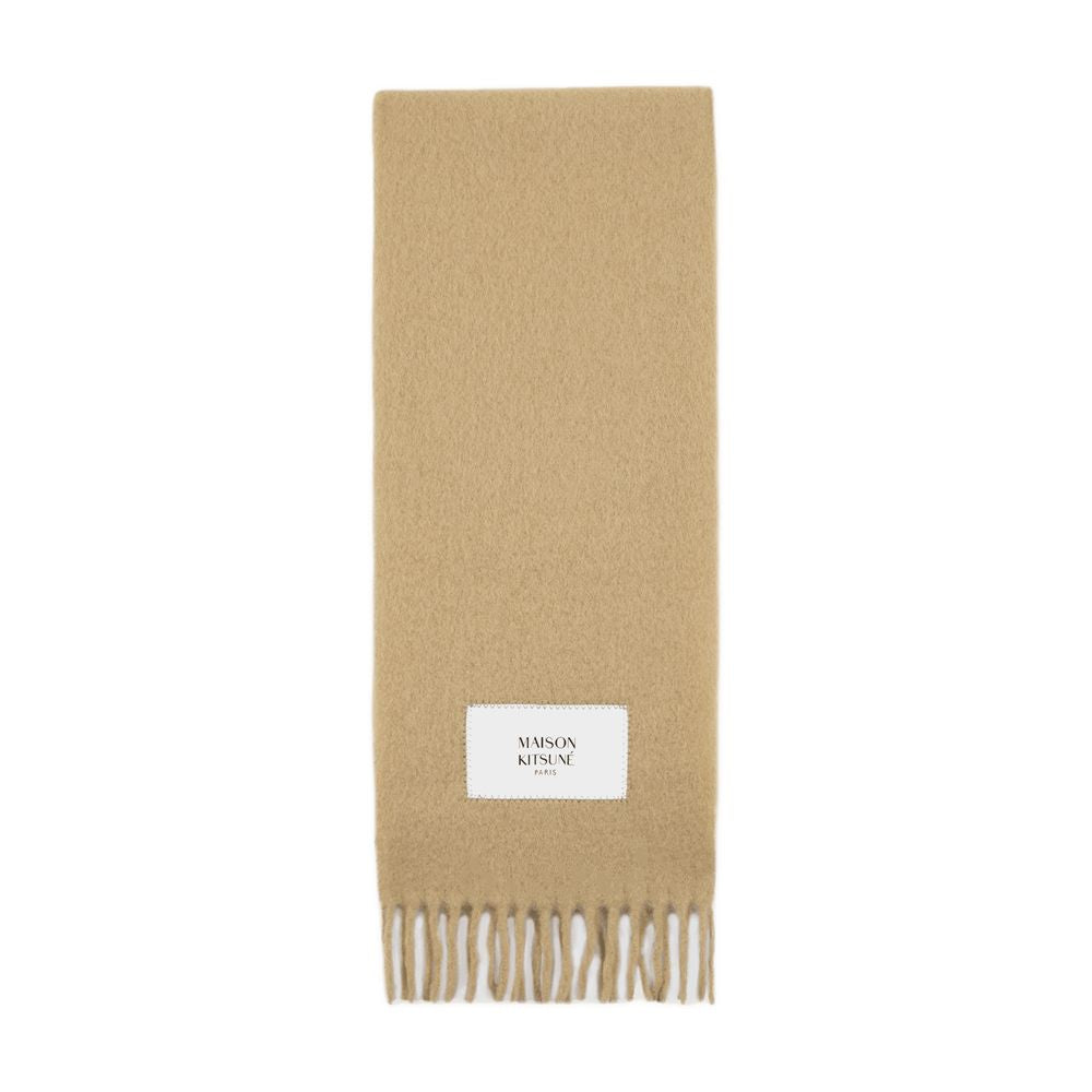 Maison Kitsune Wool Scarf — Beige Scarfs