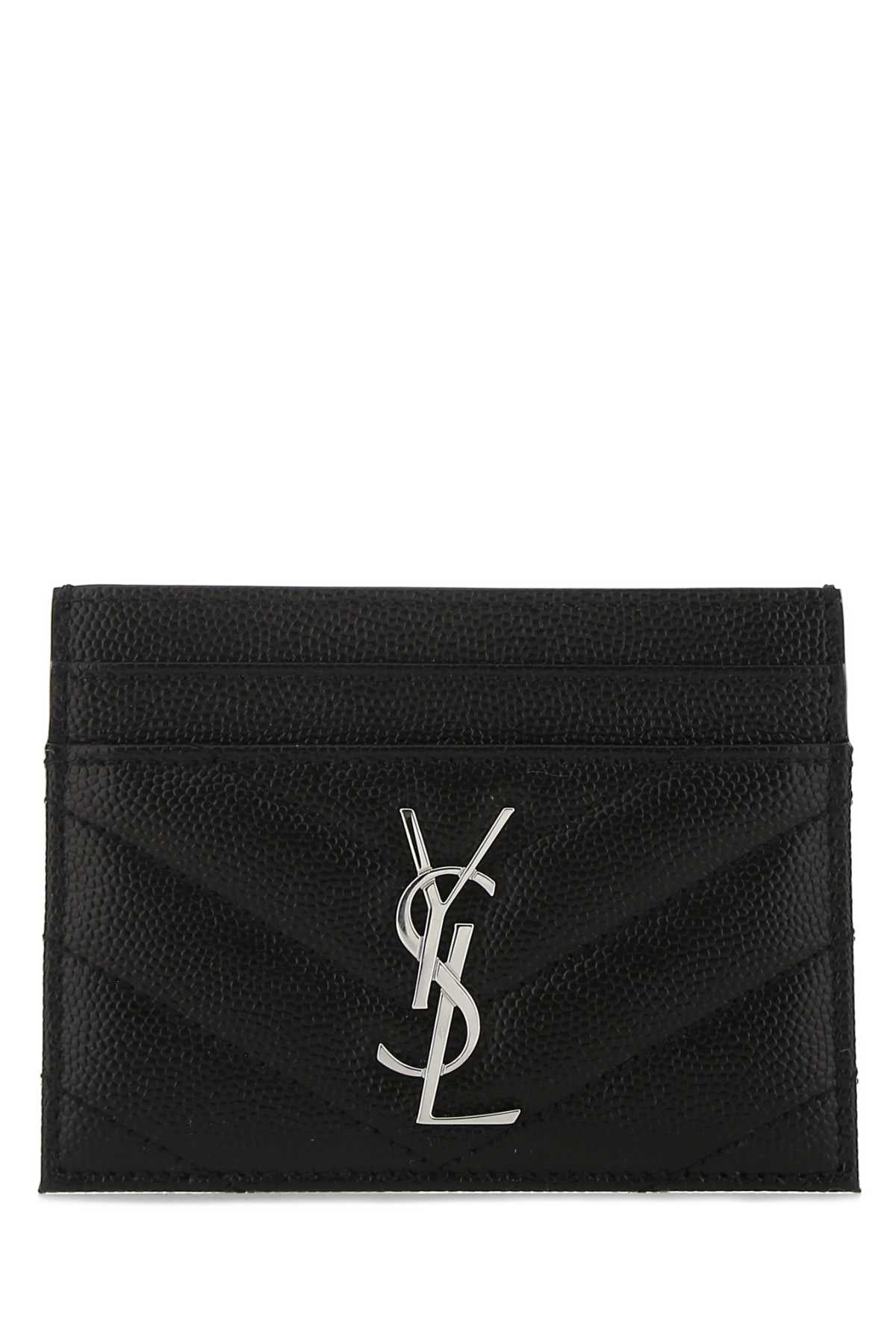 Saint Laurent Monogram Quilted Leather Card Case — Black Wallet
