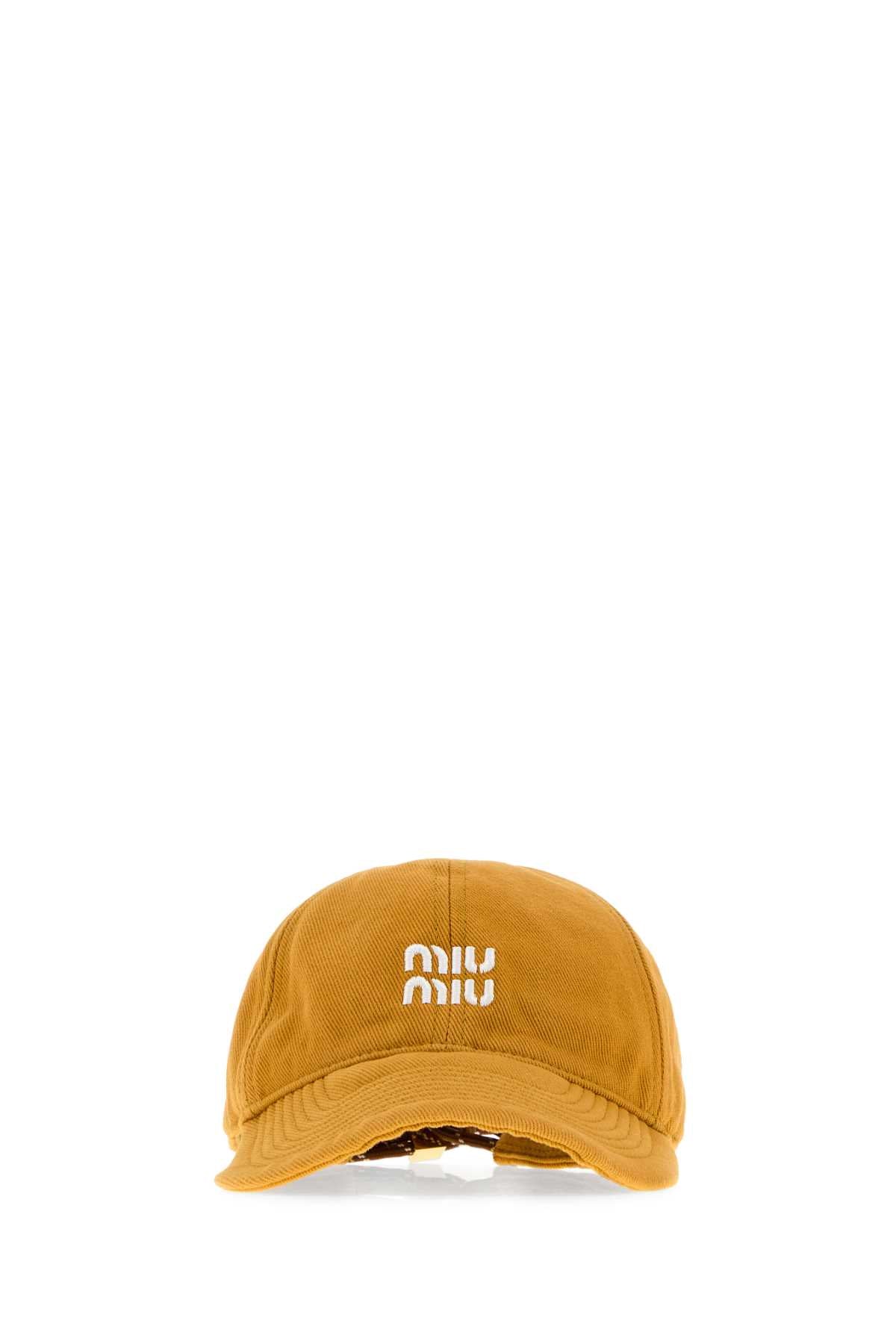 Miu Miu Hat Cotton Baseball Cap — Yellow Caps