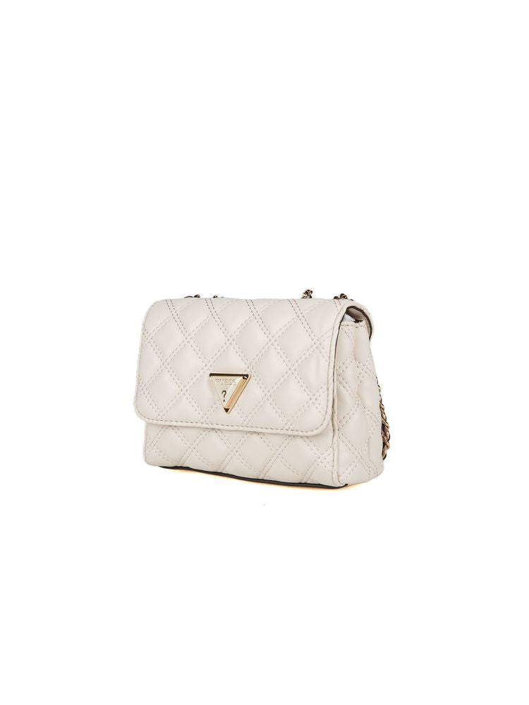 Guess Quilted Polyurethane Shoulder Bag — Beige