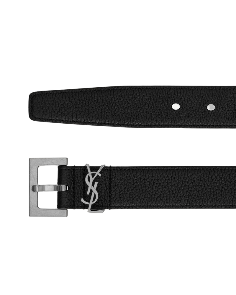 Saint Laurent Cassandre Belt — Black Calfskin Leather