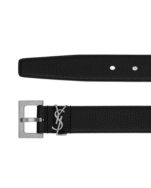 Saint Laurent Cassandre Belt — Black Calfskin Leather