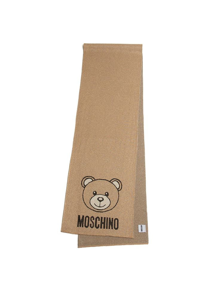 Moschino Logo-Embroidered Viscose Scarf — Brown Viscosa Scarfs