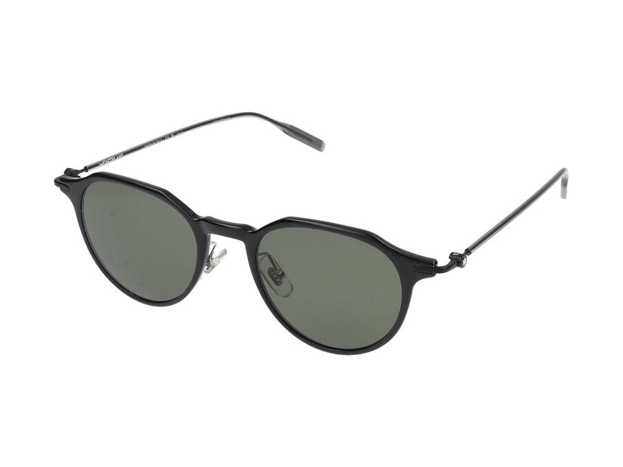 Montblanc Mb0355s Round-Frame Sunglasses — Black Injected