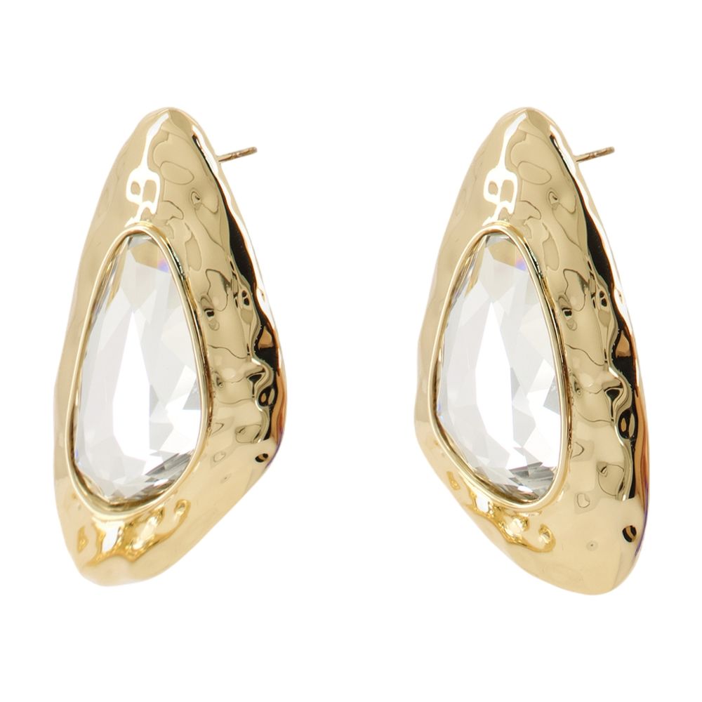 Self-Portrait Hammered Crystal Earrings — Gold