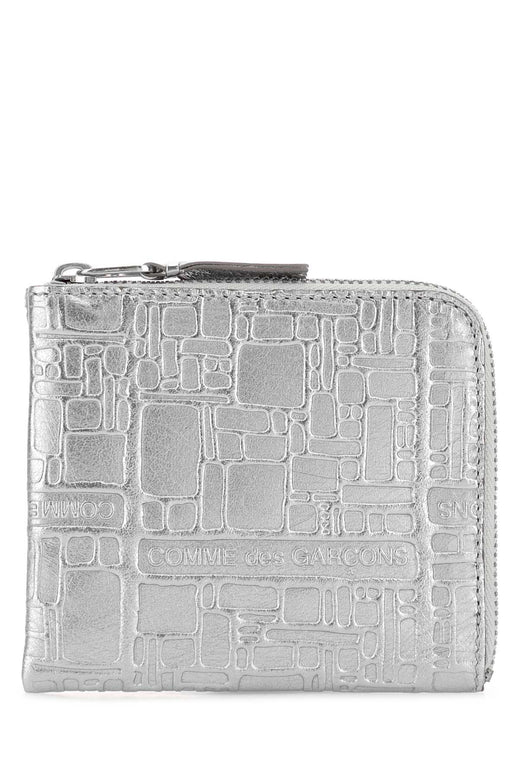 Comme Des Garçons Logotype Card Holder — Silver Wallet