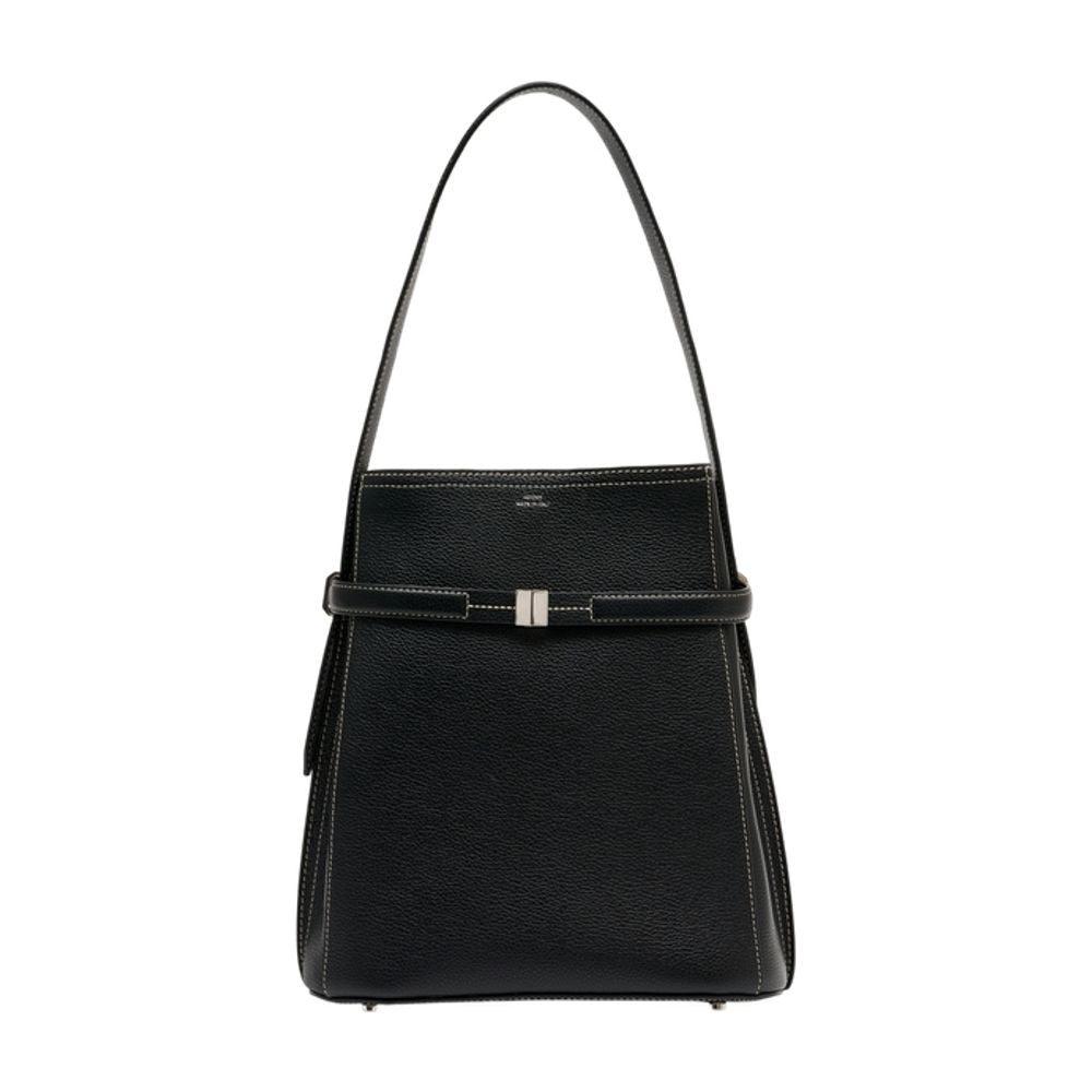 Toteme Belted Calfskin Bucket Bag — Black