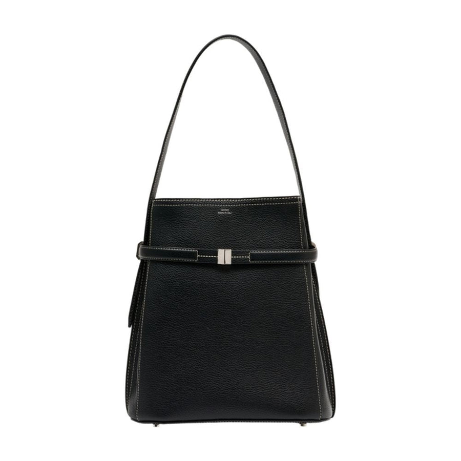 Toteme Belted Calfskin Bucket Bag — Black