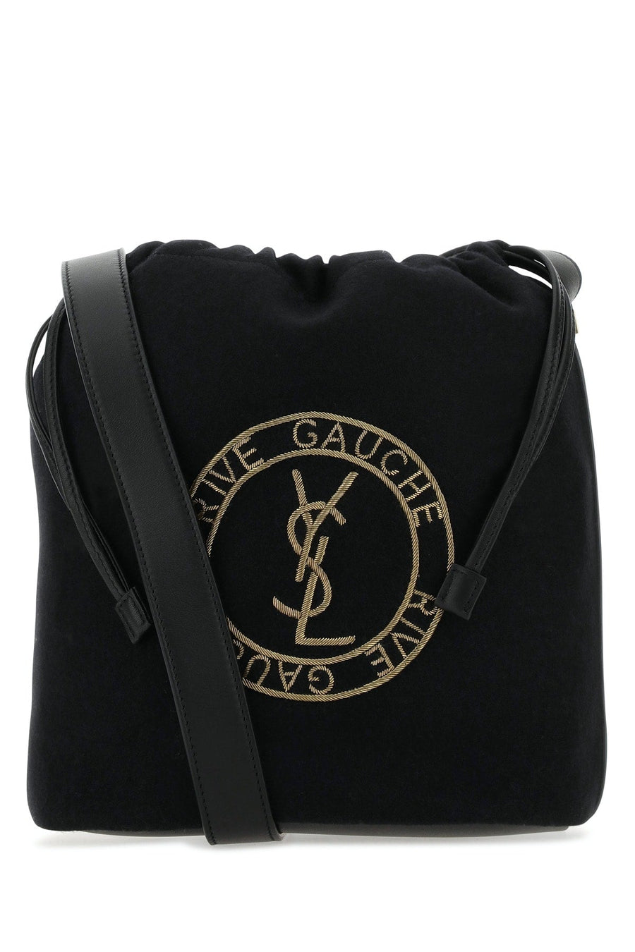 Saint Laurent Logo-Embroidered Tessuto Crossbody Bag — Black
