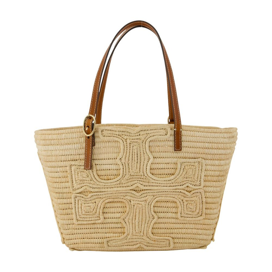 Tory Burch Woven Raffia Tote Bag — Beige